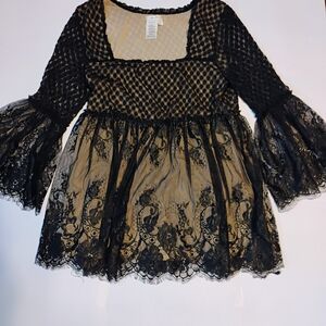 Sophie Max Black Lace Blouse with nude bodice liner